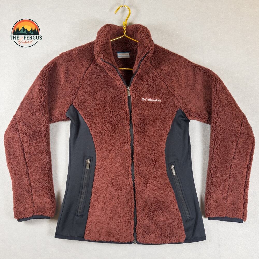 Columbia Fast Beauty Plush Fleece Full Zip Jacket Burgundy XL6620 EUC Women Sz S